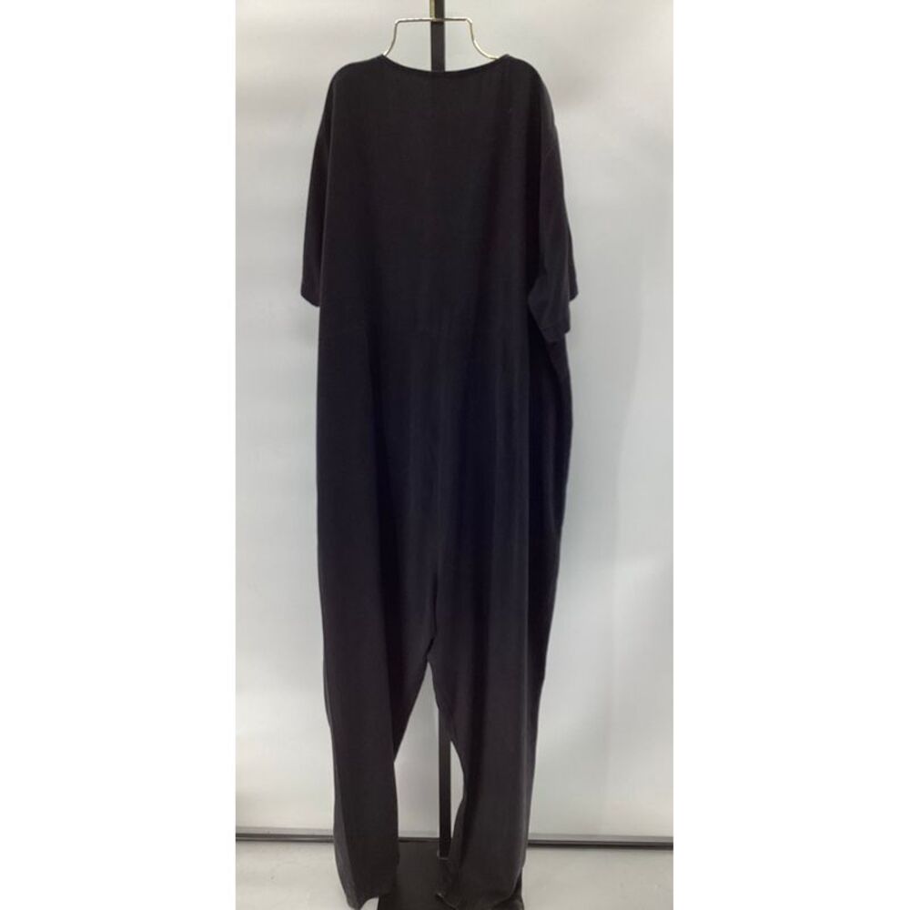 Quince Black Loose-Fit Short Sleeve Jumpsuit